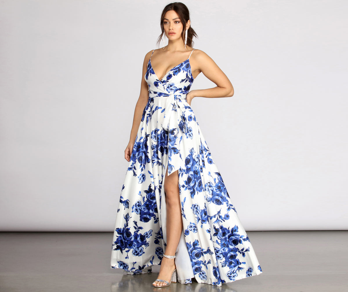 Brielle Formal Floral Satin Dress | Windsor